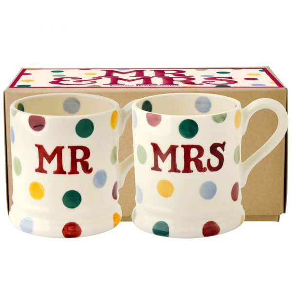Emma Bridgewater Polka Dot Mr & Mrs Set of 2 Half Pint Mug