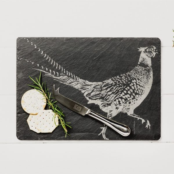 Just Slate - Pheasant Slate Cheese Board & Knife Gift Set