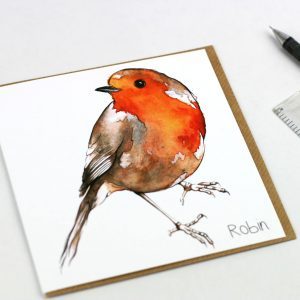 Watercolour Robin Card - Clare Baird
