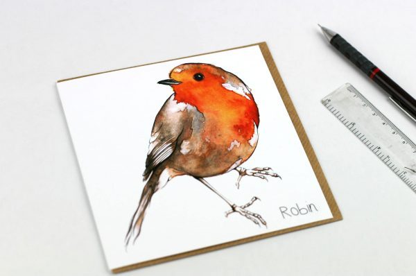 Watercolour Robin Card - Clare Baird