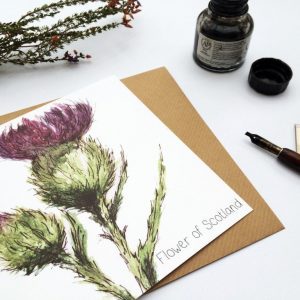 Watercolour Thistle, Flower of Scotland Card - Clare Bairdvvvv