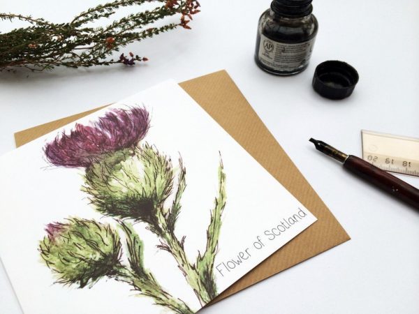 Watercolour Thistle, Flower of Scotland Card - Clare Bairdvvvv