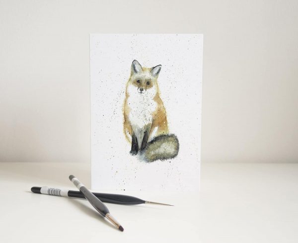 Watercolour Fox Card - Thorns & Roseway