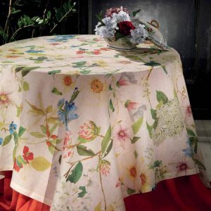 Hibiscus Tablecloth - 100% Linen Made in Italy