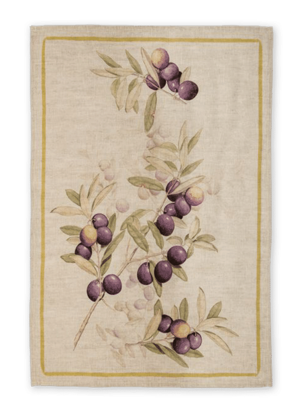 Olives - Burgundy - Linen Tea Towel - Made in Italy