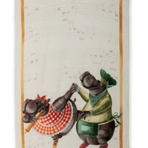 Figaro (Dancing Hippos) - Linen Tea Towel - Made in Italy