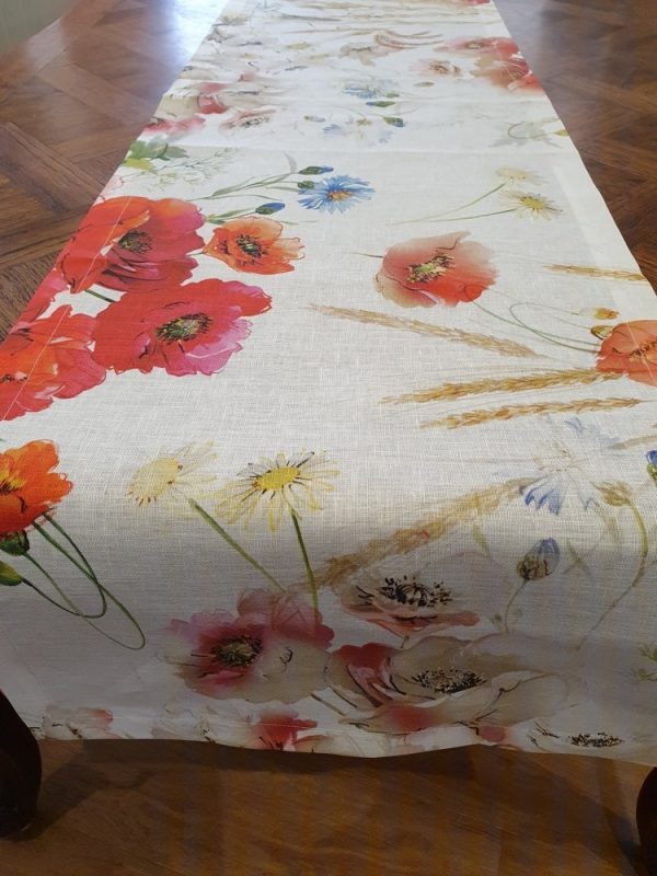 Coquelicot (Poppy) vis a vis Table Runner - 100% Linen Made in Italy