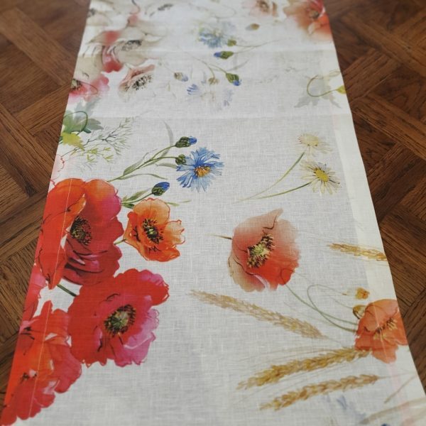 Coquelicot (Poppy) vis à vis Table Runner - 100% Linen Made in Italy