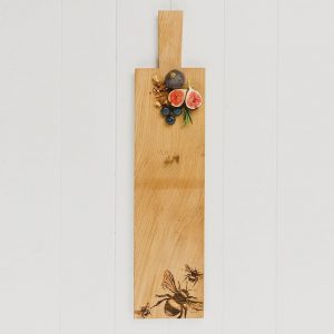 Long Bee Etched Oak Serving Paddle