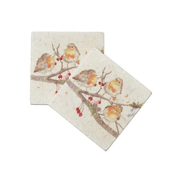The Berry Branch Coasters (pair) - Winter Collection by Kate of Kensington