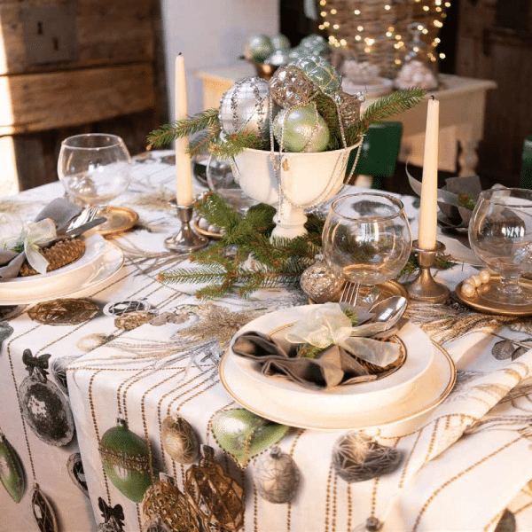 Glitter Christmas Tablecloth Made in Italy