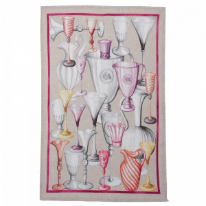 Cheers (Fucsia) Linen Tea Towel Made in Italy