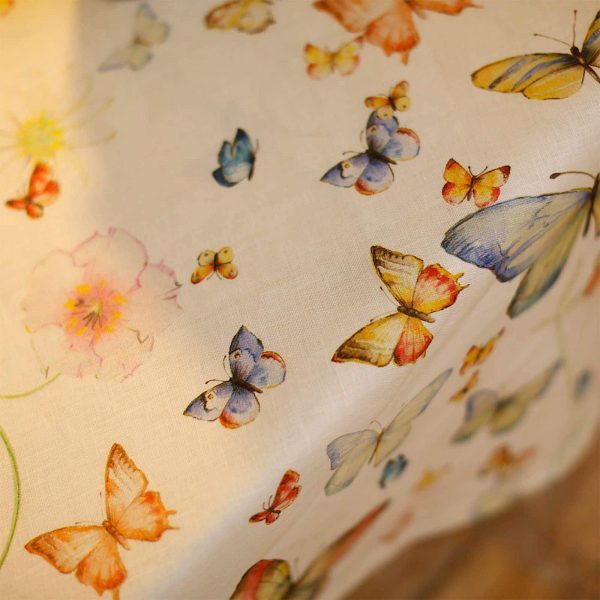 Papillon Square Tablecloth 100% Linen Made in Italy