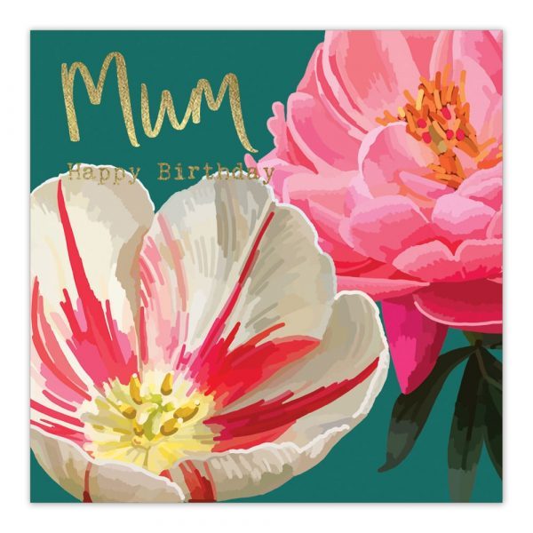 Happy Birthday Mum Pink White Gold Greetings Card By Sarah Kelleher