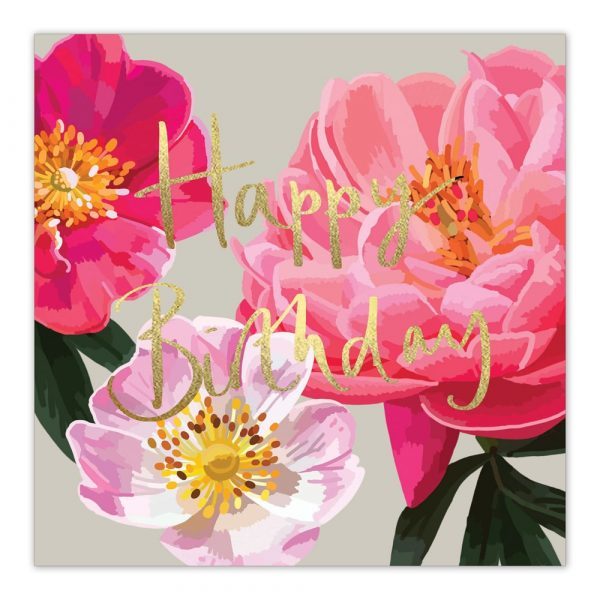 Happy Birhday Natural Pink Gold Greetings Card By Sarah Kelleher