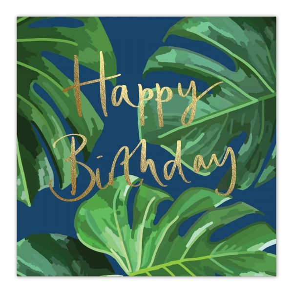 Happy Birthday Palm Gold Greetings Card By Sarah Kelleher
