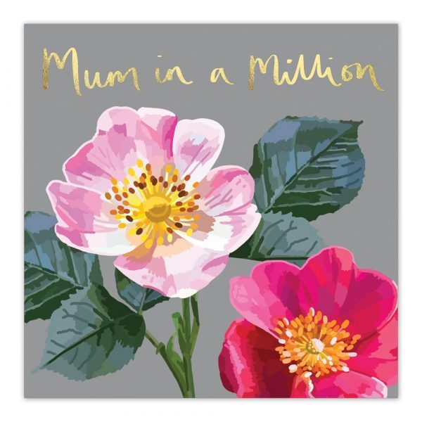 Mum in a Million Gold Greetings Card By Sarah Kelleher