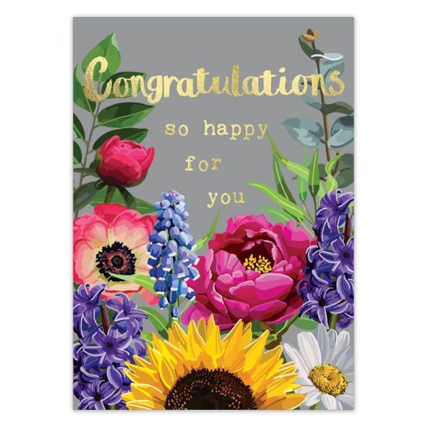 Congratulations So Happy for You Foil Greetings Card by Sarah Kelleher