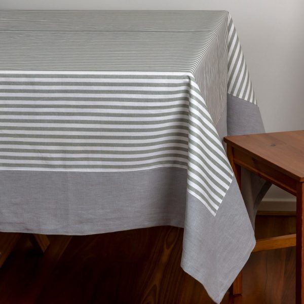 Bauhaus - 170 x 270 Stain Resistant Tablecloth - Stripe, Stone/Stone - Borgo Delle Tovaglie