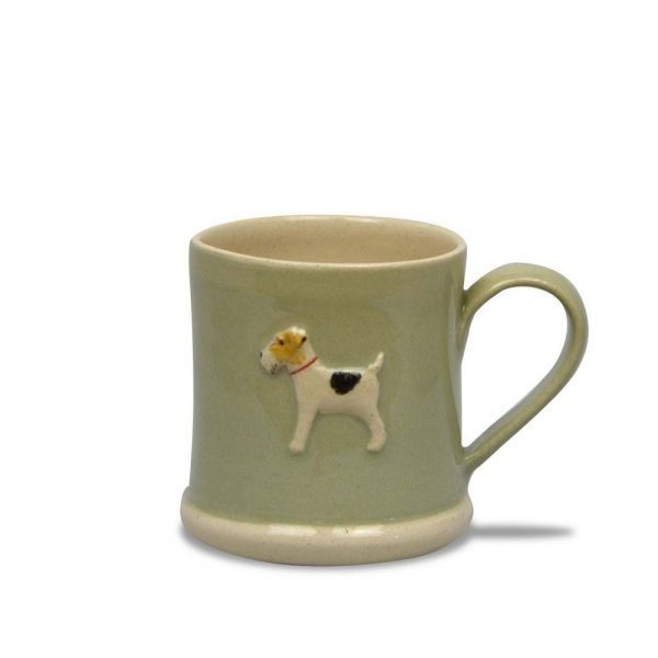 Fox Terrier Espresso Mug - Eau de Nil - by Jane Hogben