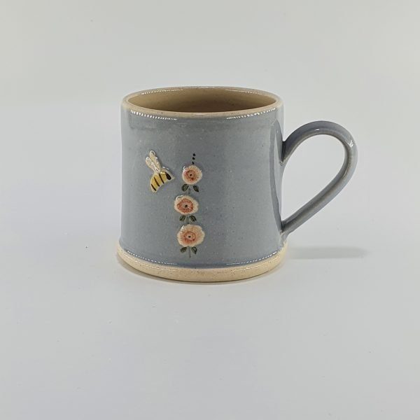 Hollyhock & Bee Espresso Mug - Denim Blue - by Jane Hogben