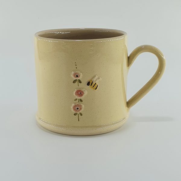 Hollyhock & Bee Mug - Primrose - by Jane Hogben