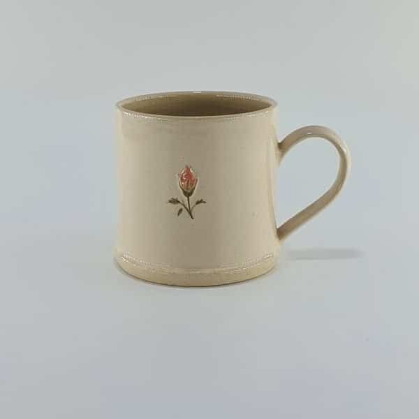 Rosebud Esspresso Mug - Cream - by Jane Hogben
