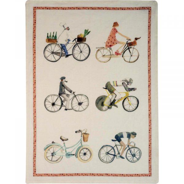 Cyclists Tea Towel (Bikers) - 100% Linen - Made in Italy