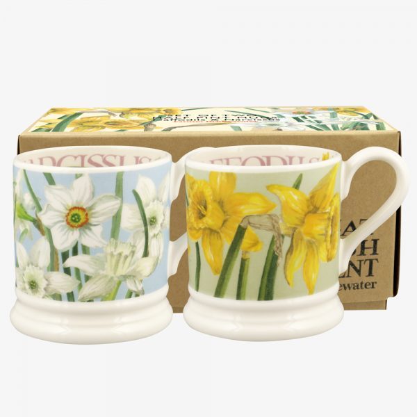 Emma Bridgewater Daffodils & Narcissus Set of Two 1/2 Pint Mugs