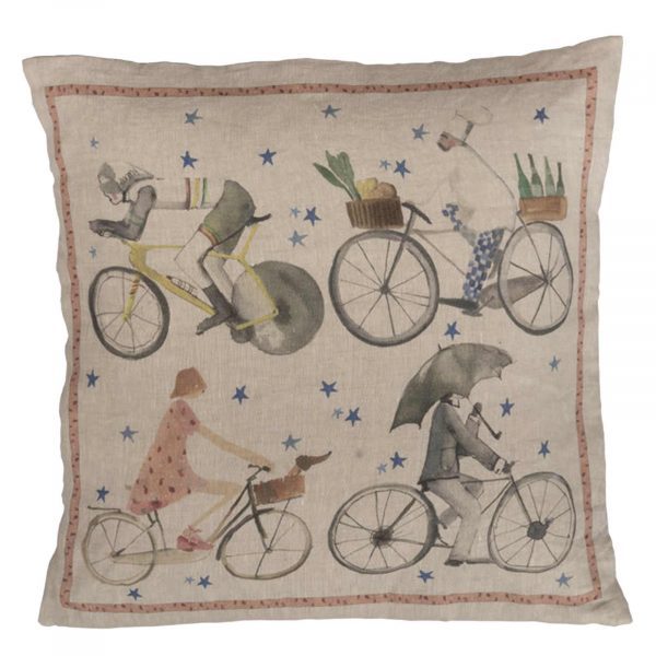 Cyclists Cushion 55x55 - 100% Linen - Made in Italy