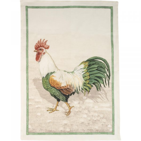Roosters Tea Towel - Bianco -100% Linen - Made in Italy