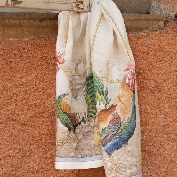 Roosters Tea Towel - 100% Linen - Made in Italy