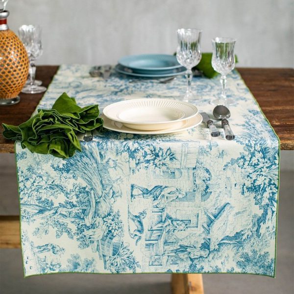Filo – Stain Resistant Table Runner 170 x 55 – Blu/Fern – Borgo Delle Tovaglie