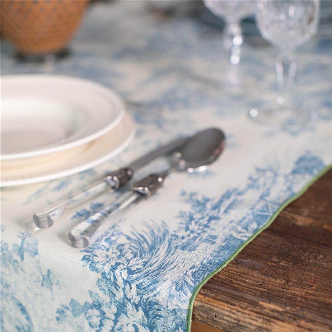 Filo - Stain Resistant Table Runner - Blu/Fern - Borgo Delle Tovaglie -  Finch & Lane