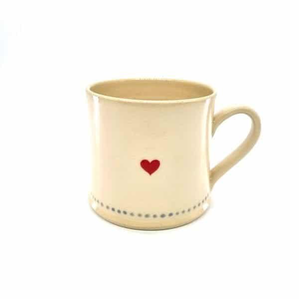 Red Heart Mug - Cream - by Jane Hogben