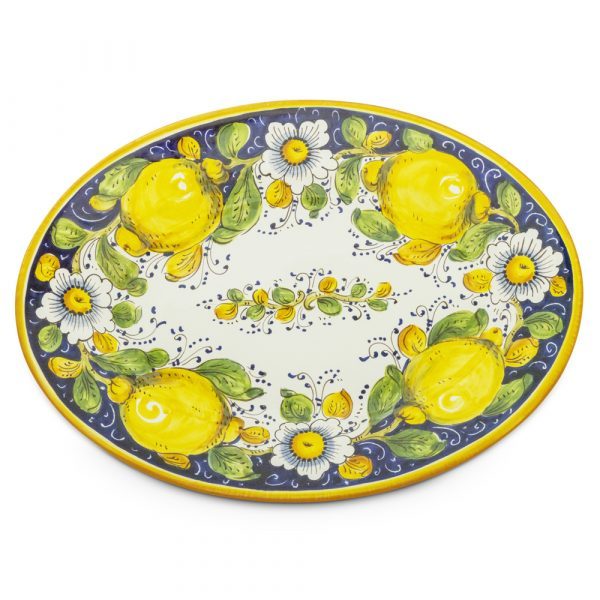 Large Oval Platter by Borgioli - Limone Blu - Made in Italy