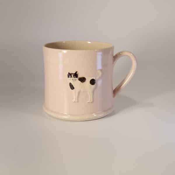 Cat (Black & White) Mug - Pink - by Jane Hogben