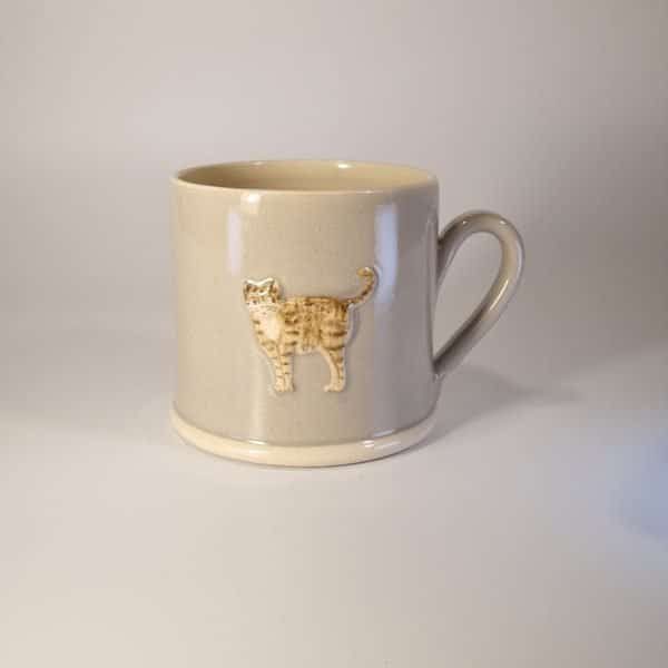 Cat (Tabby, Brown) Mug - Grey - by Jane Hogben