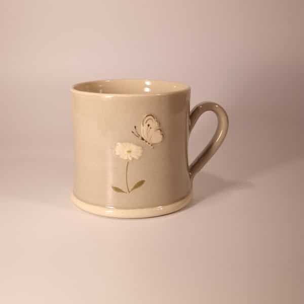 Daisy & Butterfly Mug - Grey - by Jane Hogben