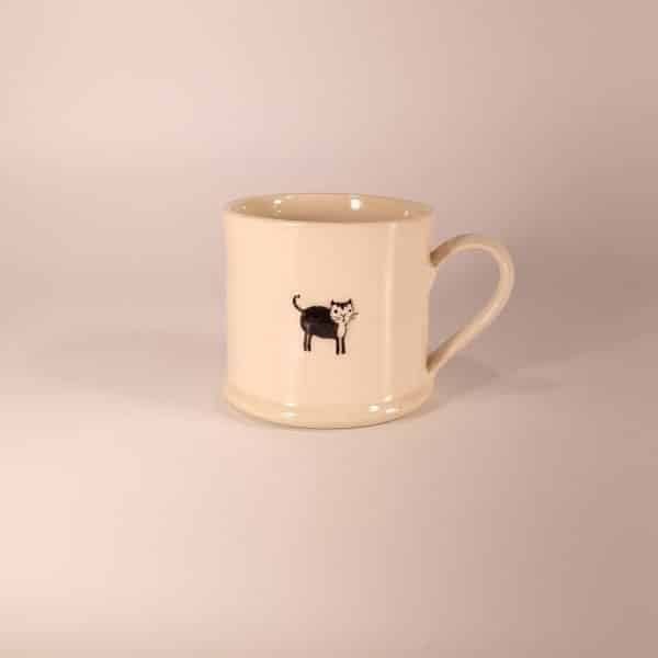 Kitten (Black) Espresso Mug - Cream - by Jane Hogben