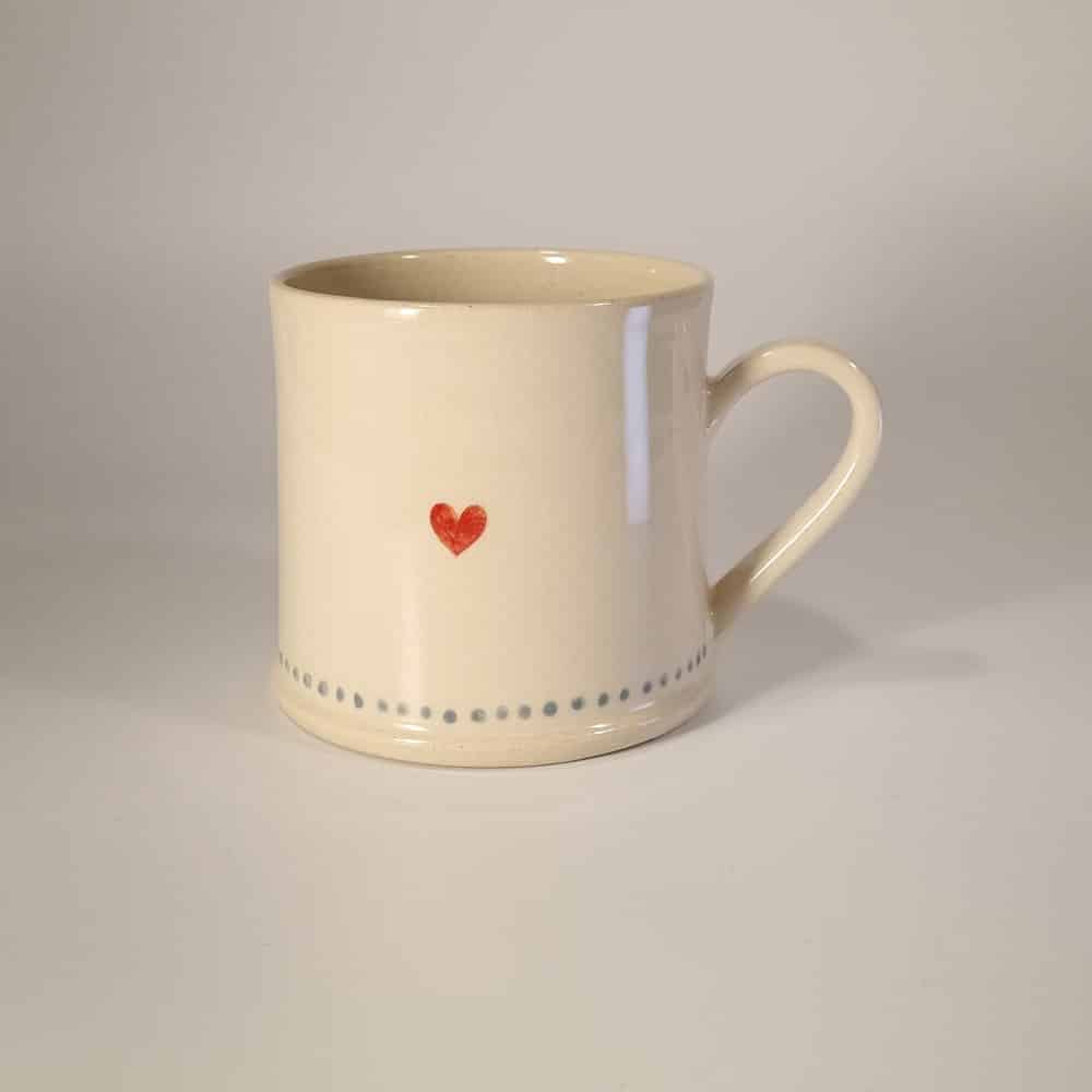 Red Heart Mug - Cream - by Jane Hogben- Finch & Lane