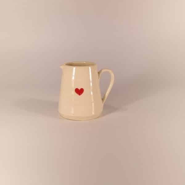 Red Heart Tiny Jug - Cream - by Jane Hogben