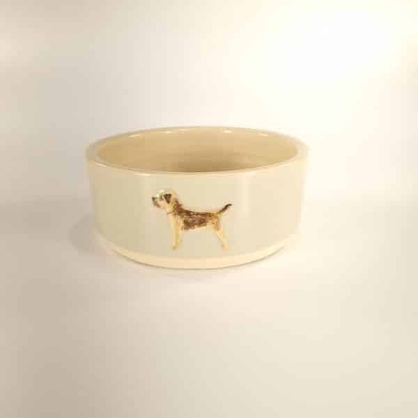 Border Terrier Large Pet Bowl - Eau de Nil - by Jane Hogben