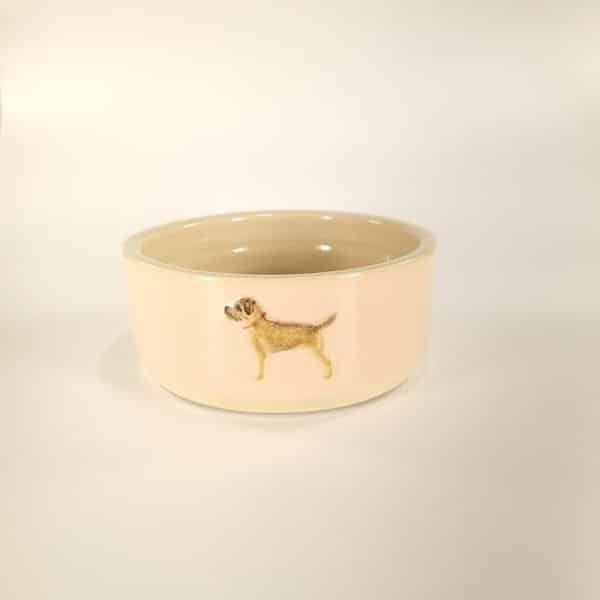 Border Terrier Large Pet Bowl - Pink - by Jane Hogben