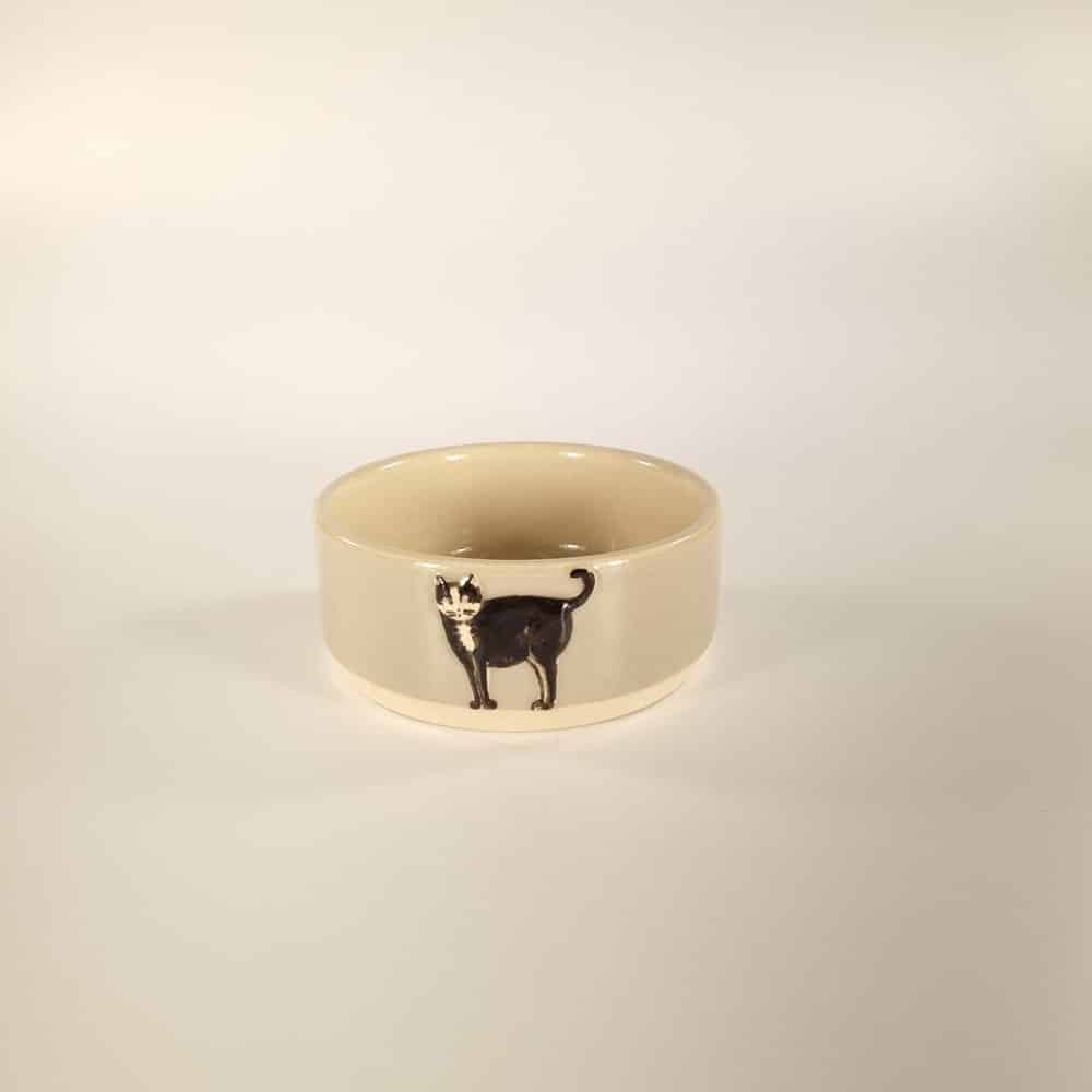 Cat (Black) Small Pet Bowl - Grey - by Jane Hogben - Finch & Lane