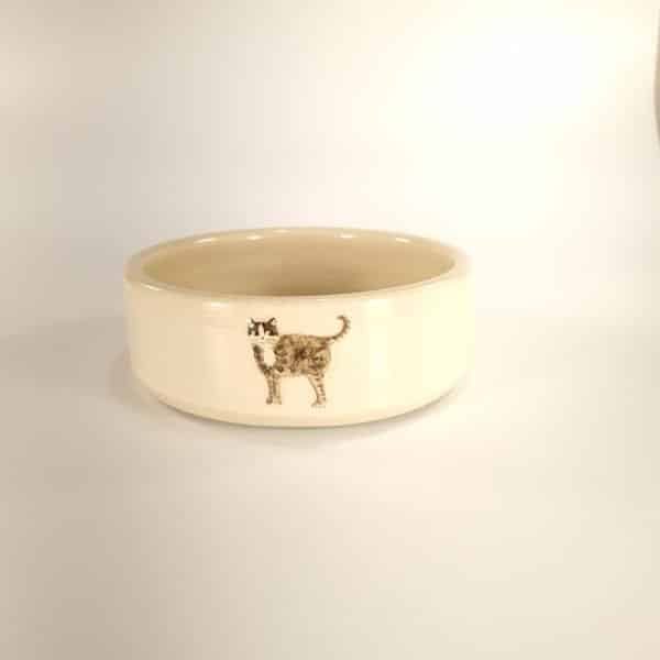Cat (Tabby) Large Pet Bowl - Cream - by Jane Hogben