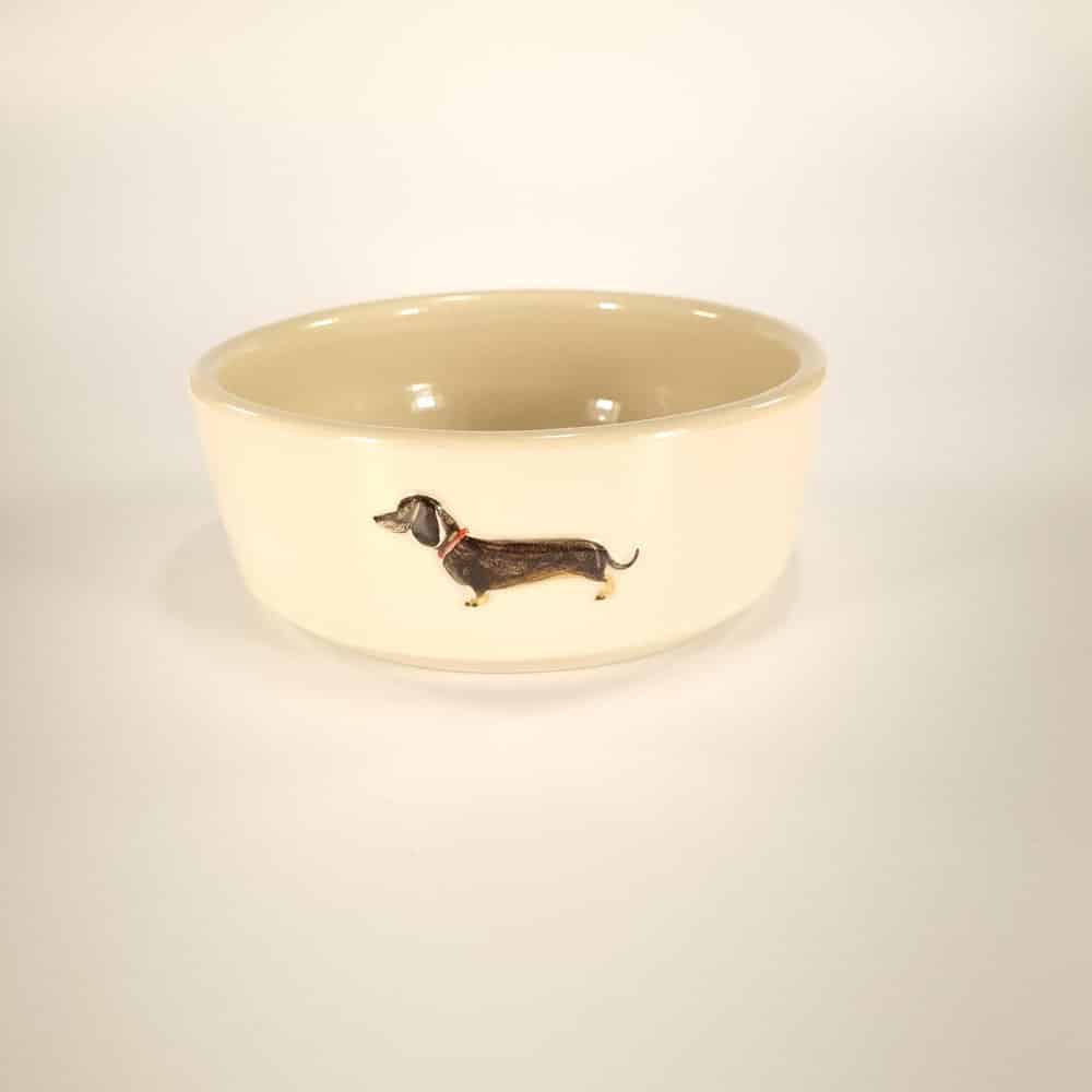 Dachshund (Black) Large Pet Bowl - Cream - by Jane Hogben - Finch & Lane