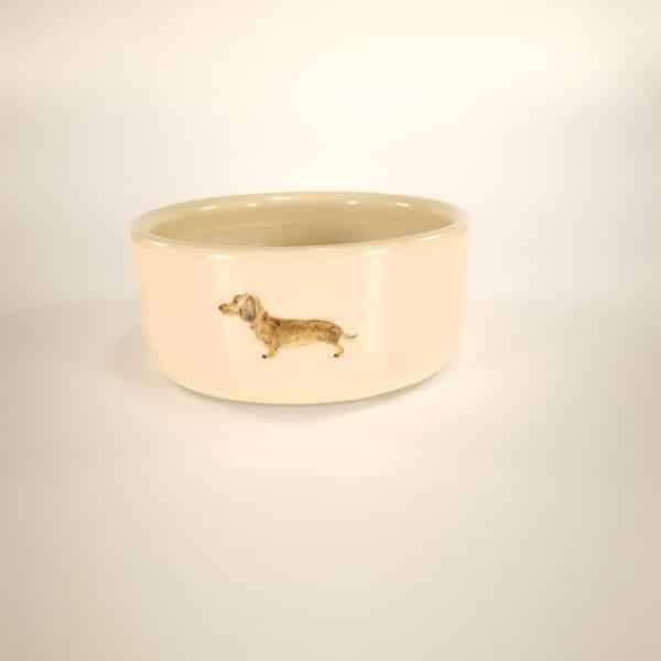 Dachshund (Brown) Large Pet Bowl - Pink - by Jane Hogben