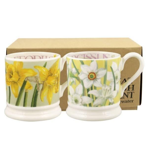 Emma Bridgewater Daffodils & Narcissus Set Of 2 1/2 Pint Mugs