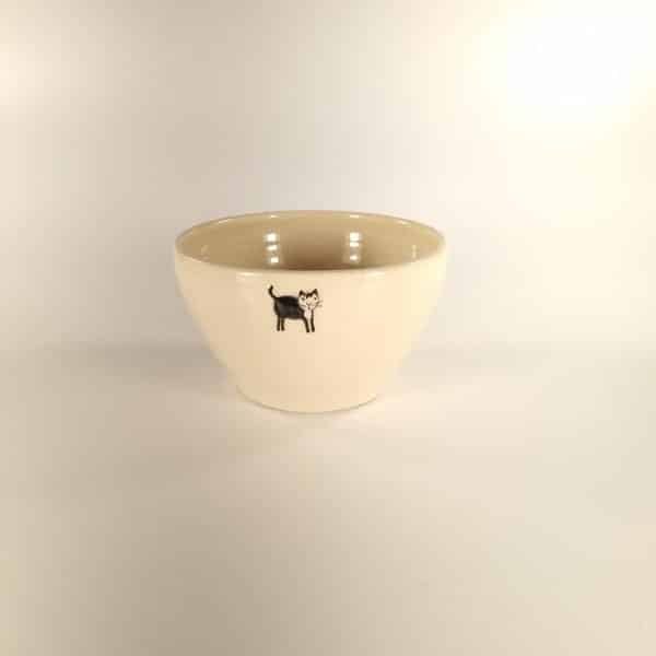 Kitten (Black) Condiment Bowl - Cream - by Jane Hogben